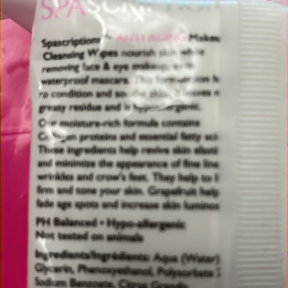 Spa scriptions ANTI AGING makeup cleansing wipes  30 wipes NEW sealed - Picture 5 of 6